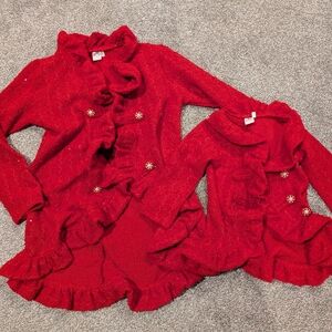 Mommy & Me Matching Red Ruffled Jackets Medium And 4T